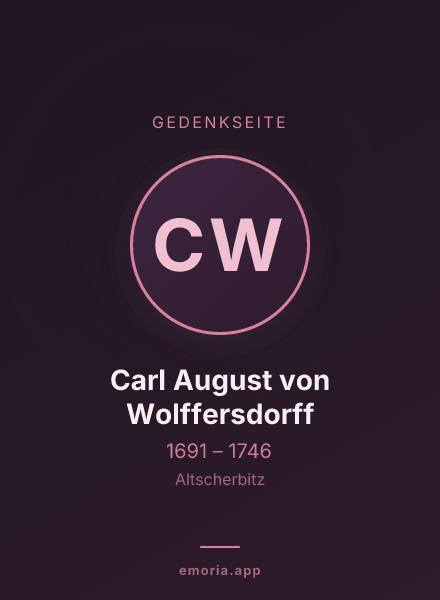 Gedenkportrait von Carl August von Wolffersdorff