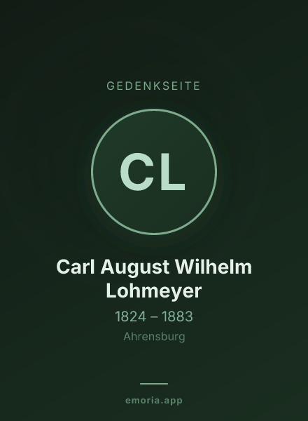 Gedenkportrait von Carl August Wilhelm Lohmeyer