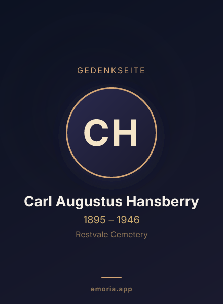 Gedenkportrait von Carl Augustus Hansberry