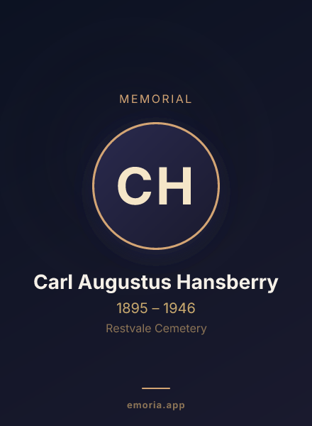 Memorial portrait of Carl Augustus Hansberry