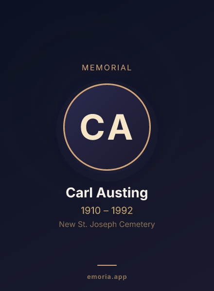 Memorial portrait of Carl Austing
