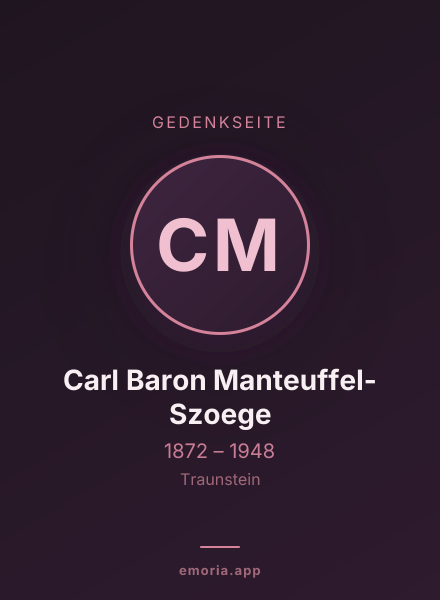 Gedenkportrait von Carl Baron Manteuffel-Szoege