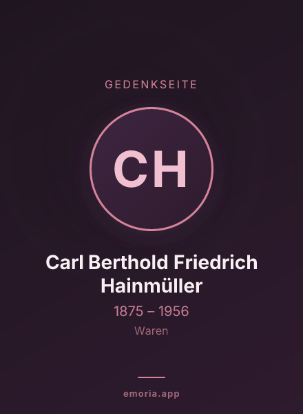 Gedenkportrait von Carl Berthold Friedrich Hainmüller