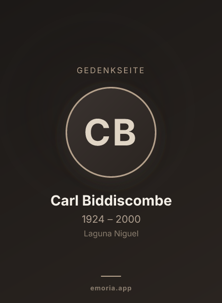 Gedenkportrait von Carl Biddiscombe
