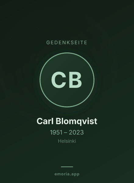 Gedenkportrait von Carl Blomqvist
