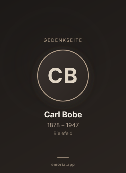 Gedenkportrait von Carl Bobe