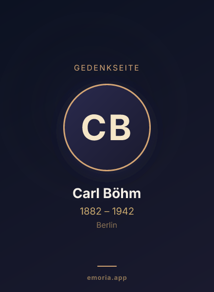 Gedenkportrait von Carl Böhm