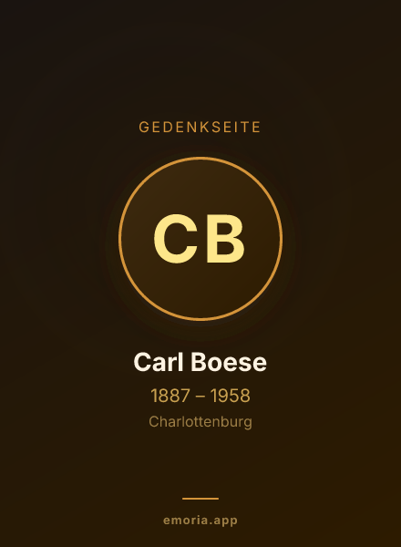 Gedenkportrait von Carl Boese