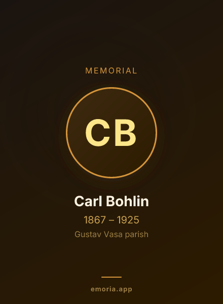 Memorial portrait of Carl Bohlin