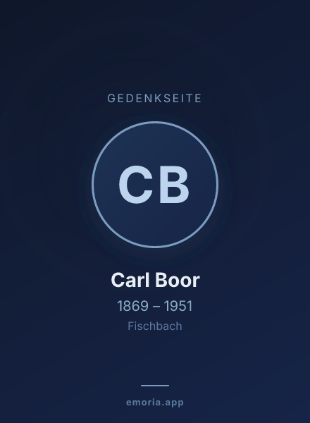 Gedenkportrait von Carl Boor