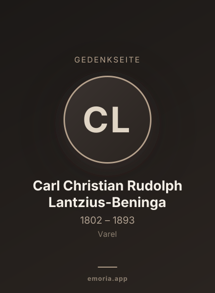 Gedenkportrait von Carl Christian Rudolph Lantzius-Beninga