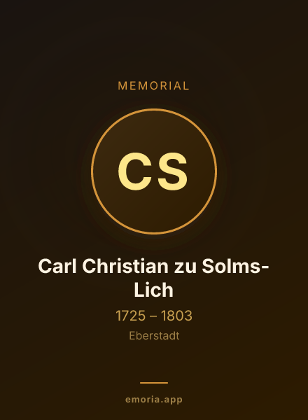 Memorial portrait of Carl Christian zu Solms-Lich