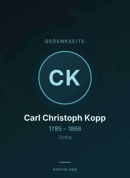 Gedenkportrait von Carl Christoph Kopp