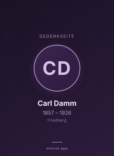 Gedenkportrait von Carl Damm