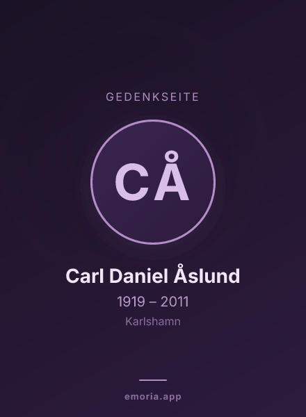 Gedenkportrait von Carl Daniel Åslund