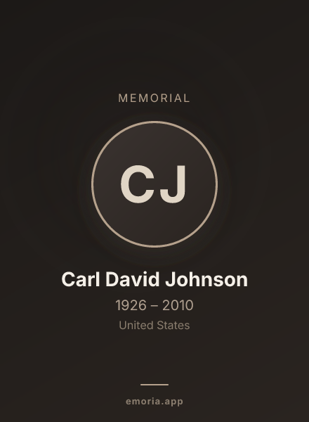 Memorial portrait of Carl David Johnson