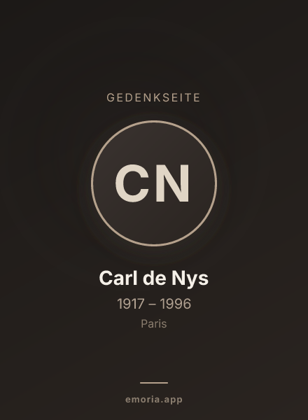 Gedenkportrait von Carl de Nys