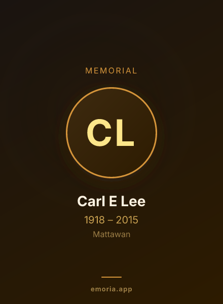 Memorial portrait of Carl E Lee