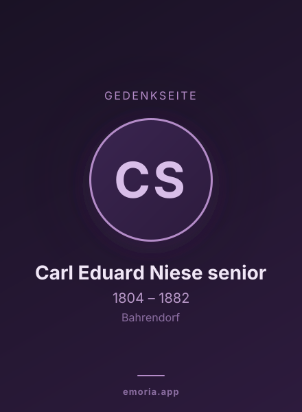 Gedenkportrait von Carl Eduard Niese senior