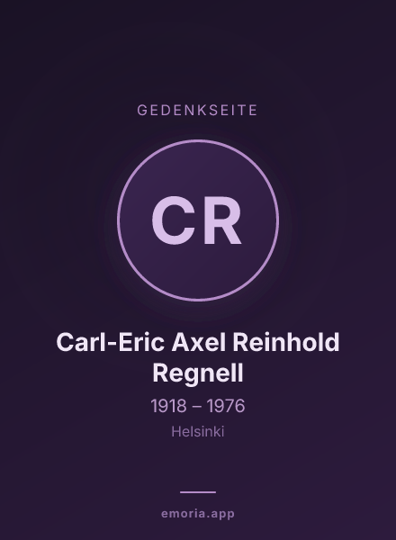Gedenkportrait von Carl-Eric Axel Reinhold Regnell