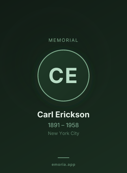 Memorial portrait of Carl Erickson