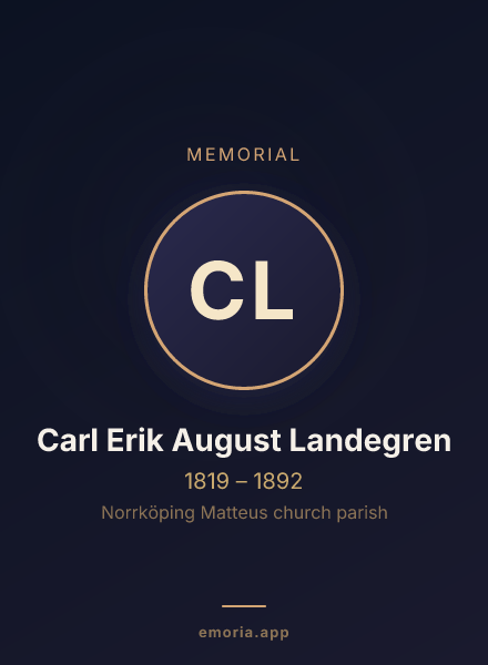 Memorial portrait of Carl Erik August Landegren