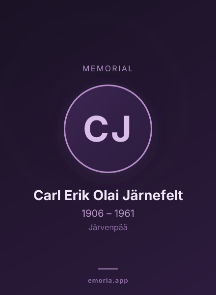 Memorial portrait of Carl Erik Olai Järnefelt