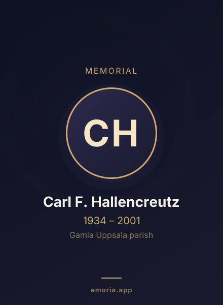 Memorial portrait of Carl F. Hallencreutz