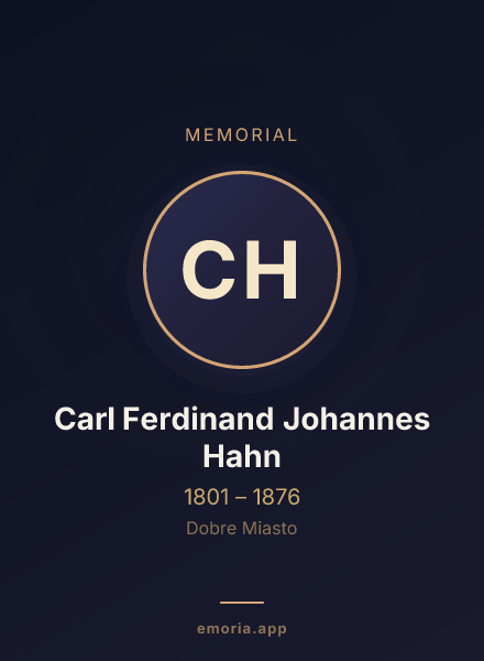 Memorial portrait of Carl Ferdinand Johannes Hahn