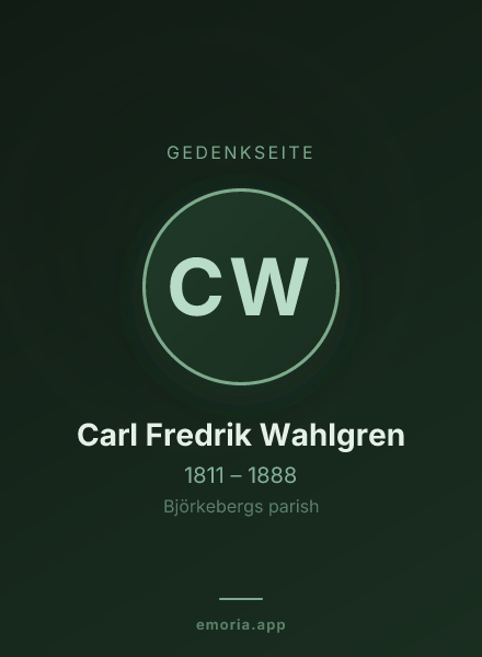 Gedenkportrait von Carl Fredrik Wahlgren