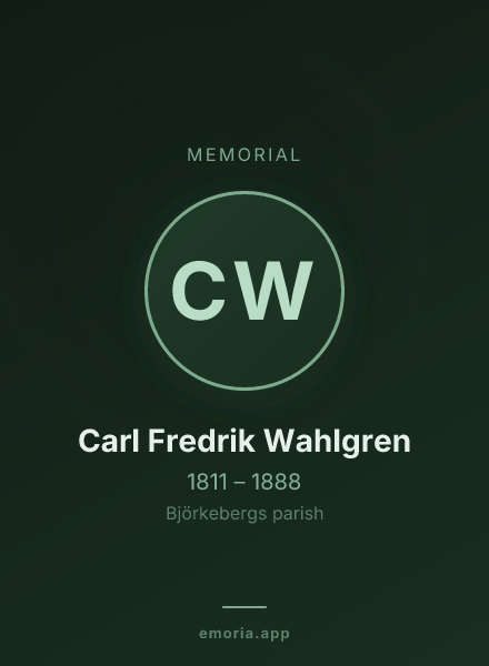 Memorial portrait of Carl Fredrik Wahlgren