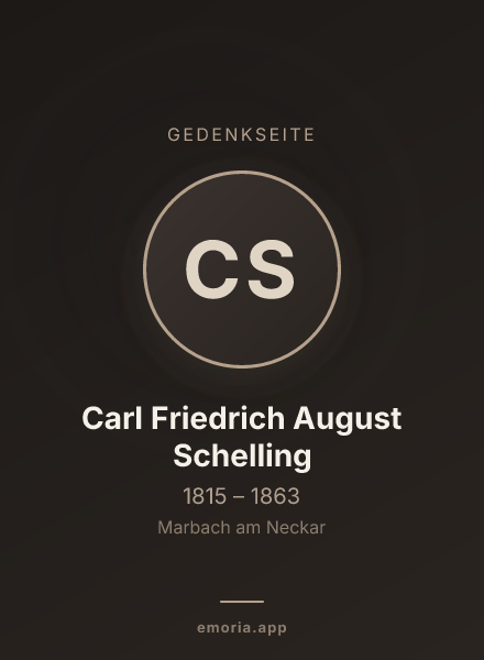 Gedenkportrait von Carl Friedrich August Schelling