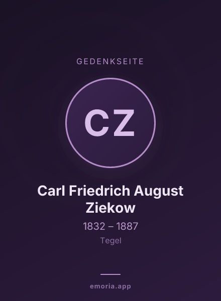 Gedenkportrait von Carl Friedrich August Ziekow