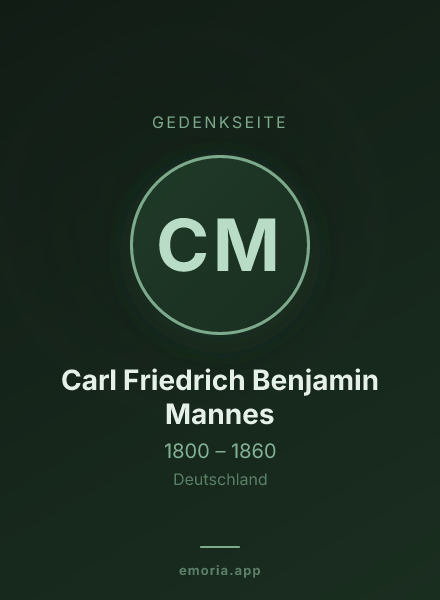 Gedenkportrait von Carl Friedrich Benjamin Mannes