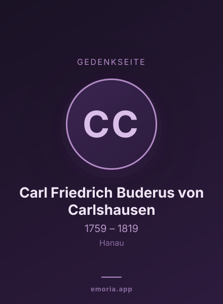 Gedenkportrait von Carl Friedrich Buderus von Carlshausen