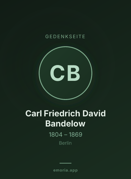 Gedenkportrait von Carl Friedrich David Bandelow