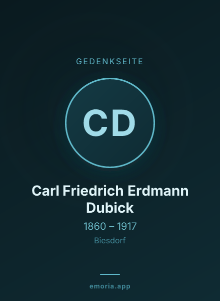 Gedenkportrait von Carl Friedrich Erdmann Dubick