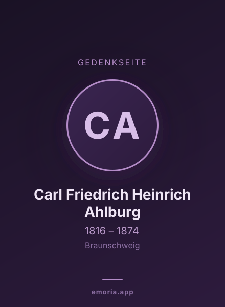 Gedenkportrait von Carl Friedrich Heinrich Ahlburg