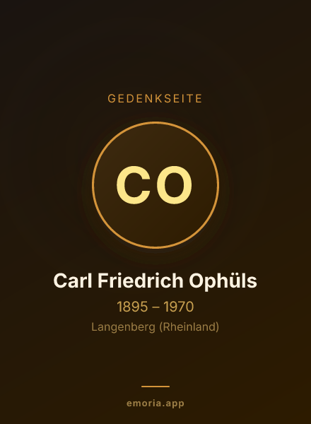 Gedenkportrait von Carl Friedrich Ophüls