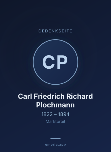 Gedenkportrait von Carl Friedrich Richard Plochmann