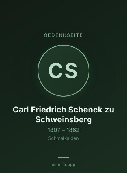 Gedenkportrait von Carl Friedrich Schenck zu Schweinsberg