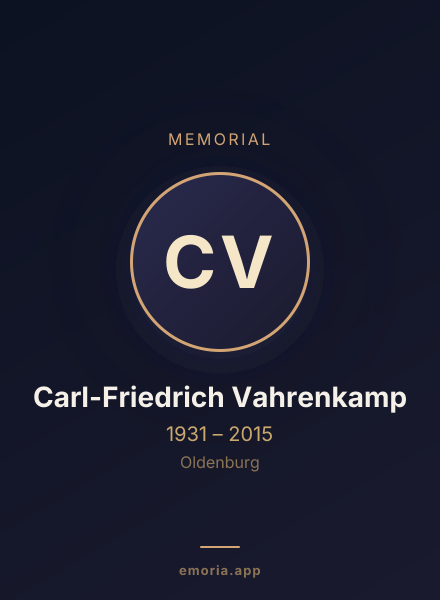 Memorial portrait of Carl-Friedrich Vahrenkamp