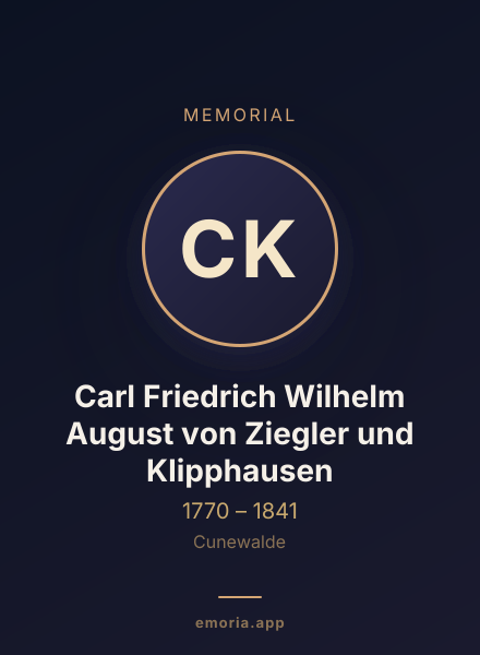 Memorial portrait of Carl Friedrich Wilhelm August von Ziegler und Klipphausen