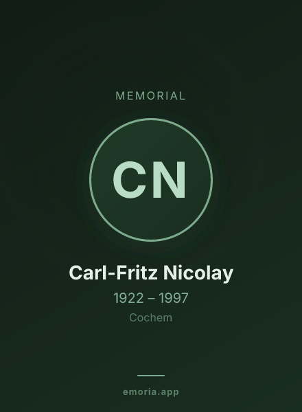 Memorial portrait of Carl-Fritz Nicolay