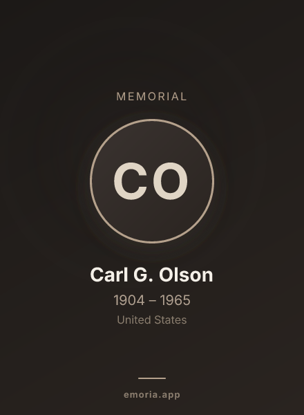Memorial portrait of Carl G. Olson