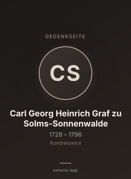 Gedenkportrait von Carl Georg Heinrich Graf zu Solms-Sonnenwalde