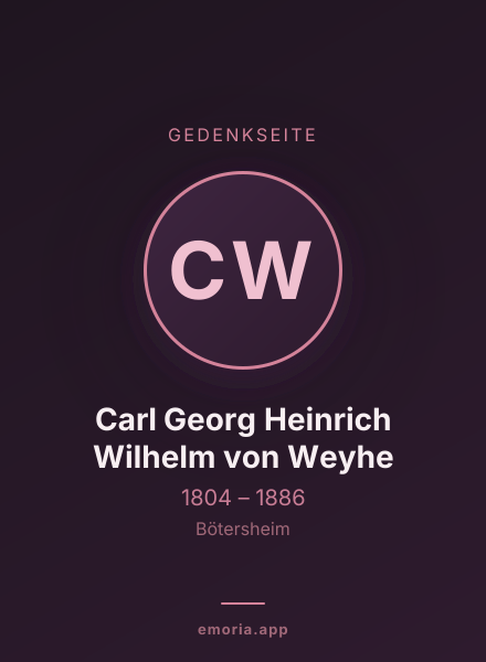 Gedenkportrait von Carl Georg Heinrich Wilhelm von Weyhe