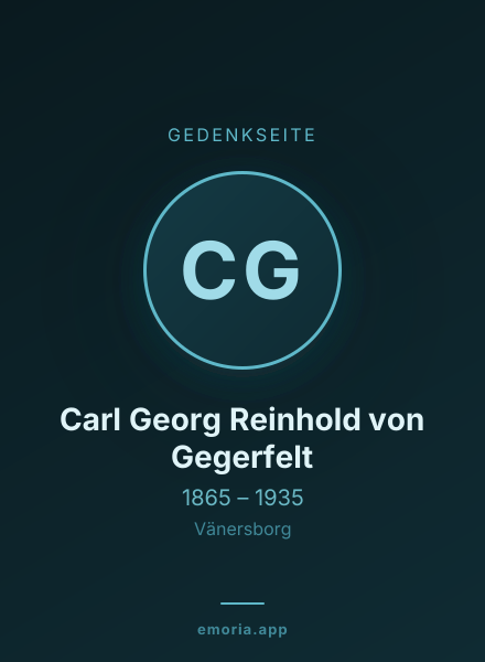Gedenkportrait von Carl Georg Reinhold von Gegerfelt