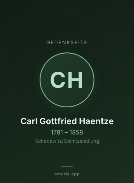 Gedenkportrait von Carl Gottfried Haentze