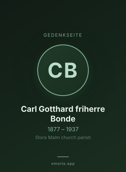 Gedenkportrait von Carl Gotthard friherre Bonde